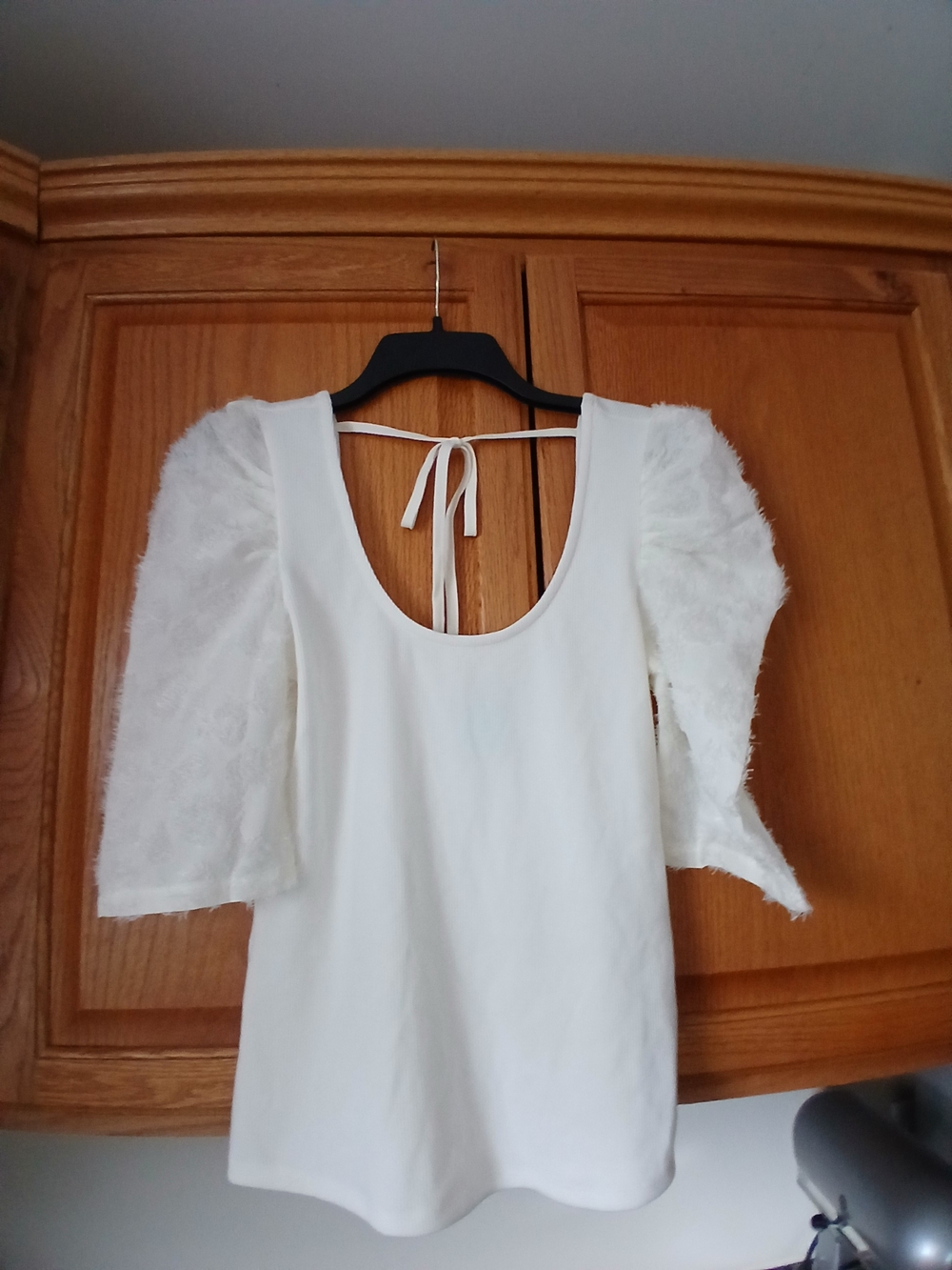 Maurices White Puff Sleeve Scoop Back Top